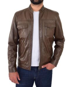 Alternative view of Mens Casual Biker Leather Jacket Jaime Timber SI-162