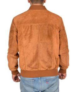 Alternative view of Mens Suede Bomber Varsity Jacket Reg Tan SI-238