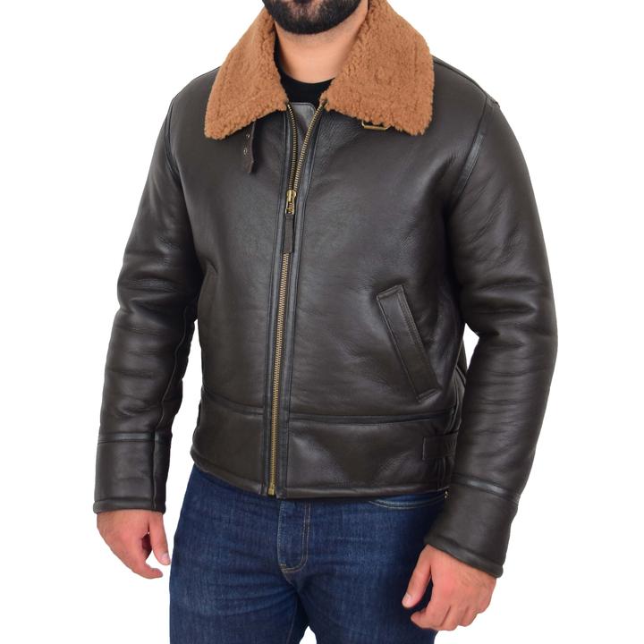 Mens Top Gun Style Sheepskin Jacket Oscar Brown Ginger SI-249