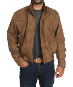 Alternative view of Mens Leather Bomber Blouson Jacket Robert Brown SI-242