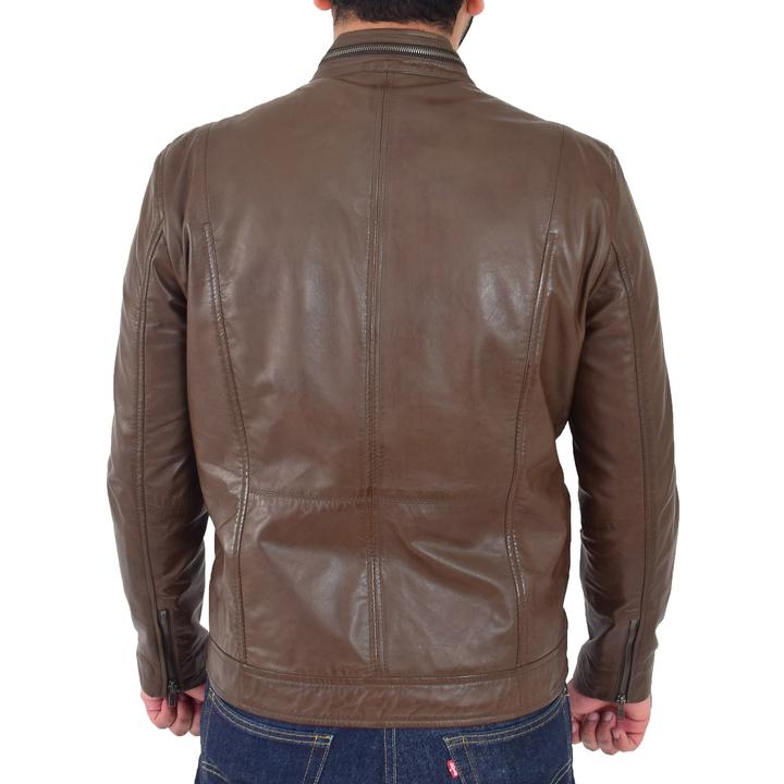 Mens Casual Biker Leather Jacket Jaime Timber SI-162 - Image 3