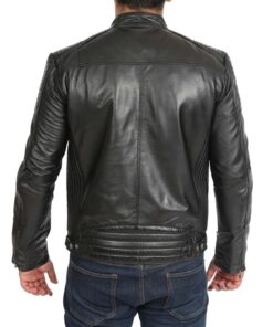 Alternative view of Mens Leather Cafe Racer Biker Jacket Ron Black SI-153