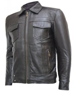 Alternative view of Zipper Men's Brown Leather Jacket - Top Notch SI-112