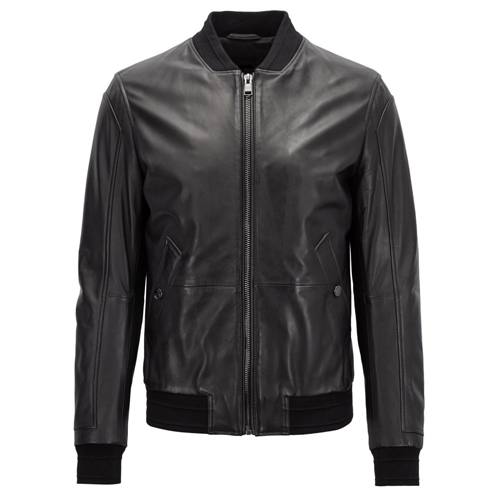 BLACK BOMBER LEATHER JACKET FOR MEN SI-222 - Image 2