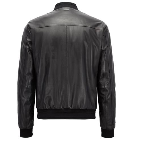 BLACK BOMBER LEATHER JACKET FOR MEN SI-222 - Image 3