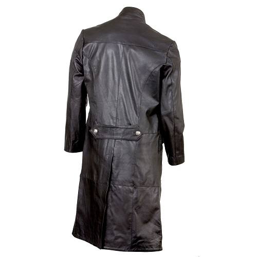 BLACK LONG LEATHER COAT FOR MEN SI-341 - Image 3