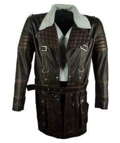 Alternative view of BROWN REAL SHEEPSKIN MEN’S LONG LEATHER COAT SI-316