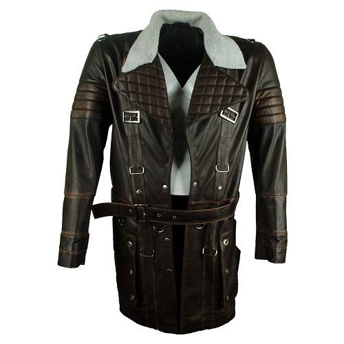 BROWN REAL SHEEPSKIN MEN’S LONG LEATHER COAT SI-316 - Image 2