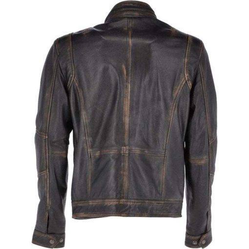 SEVEN POCKET DISTRESSED BIKER LEATHER JACKET SI-176 - Image 3