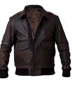 DISTRESSED BROWN BOMBER LEATHER JACKET SI-229