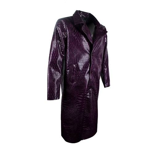 DISTRESSED PURPLE MEN’S LEATHER LONG COAT SI-317