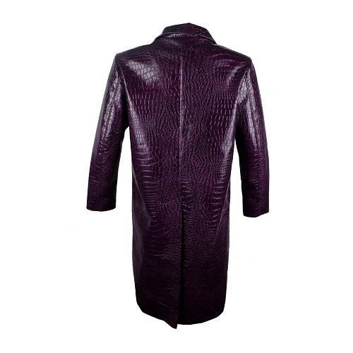 DISTRESSED PURPLE MEN’S LEATHER LONG COAT SI-317 - Image 3