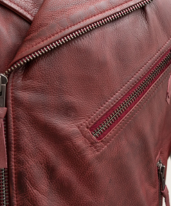 Alternative view of Fillmore – Men’s Leather Motorcycle Jacket (Oxblood) SI-150