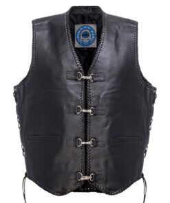 JOHNNY REB MENS CAPRICORN LEATHER VEST - BLACK SI-811