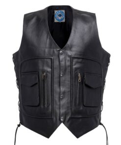 JOHNNY REB MENS KANGAROO VALLEY LEATHER VEST - BLACK SI-810