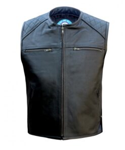 JOHNNY REB MENS SAVAGE RIVER LEATHER VEST - BLACK SI-804