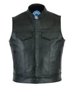 JOHNNY REB MENS PACIFIC LEATHER VEST - BLACK SI-805