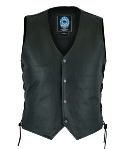 JOHNNY REB MENS PLENTY LEATHER VEST - BLACK SI-801