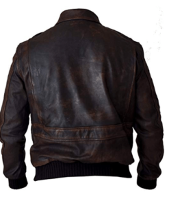 Alternative view of DISTRESSED BROWN BOMBER LEATHER JACKET SI-229
