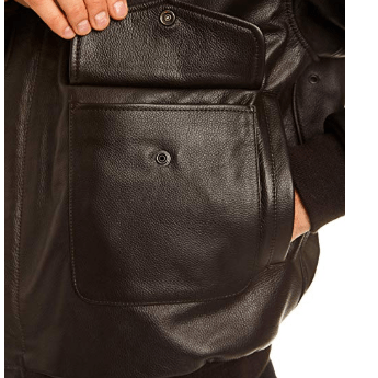 MEN’S BOMBER BLACK LEATHER JACKET SI-225 - Image 3