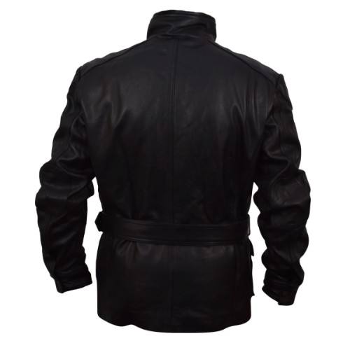MEN’S LONG LEATHER COAT BLACK SI-342 - Image 2