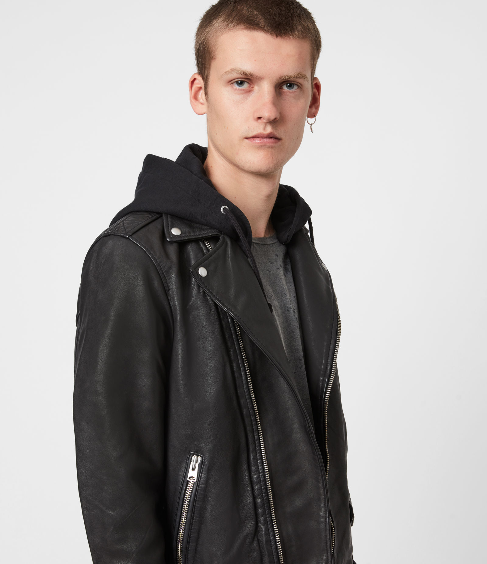 RENZO HOODED LEATHER BIKER JACKET SI-140 - Image 2