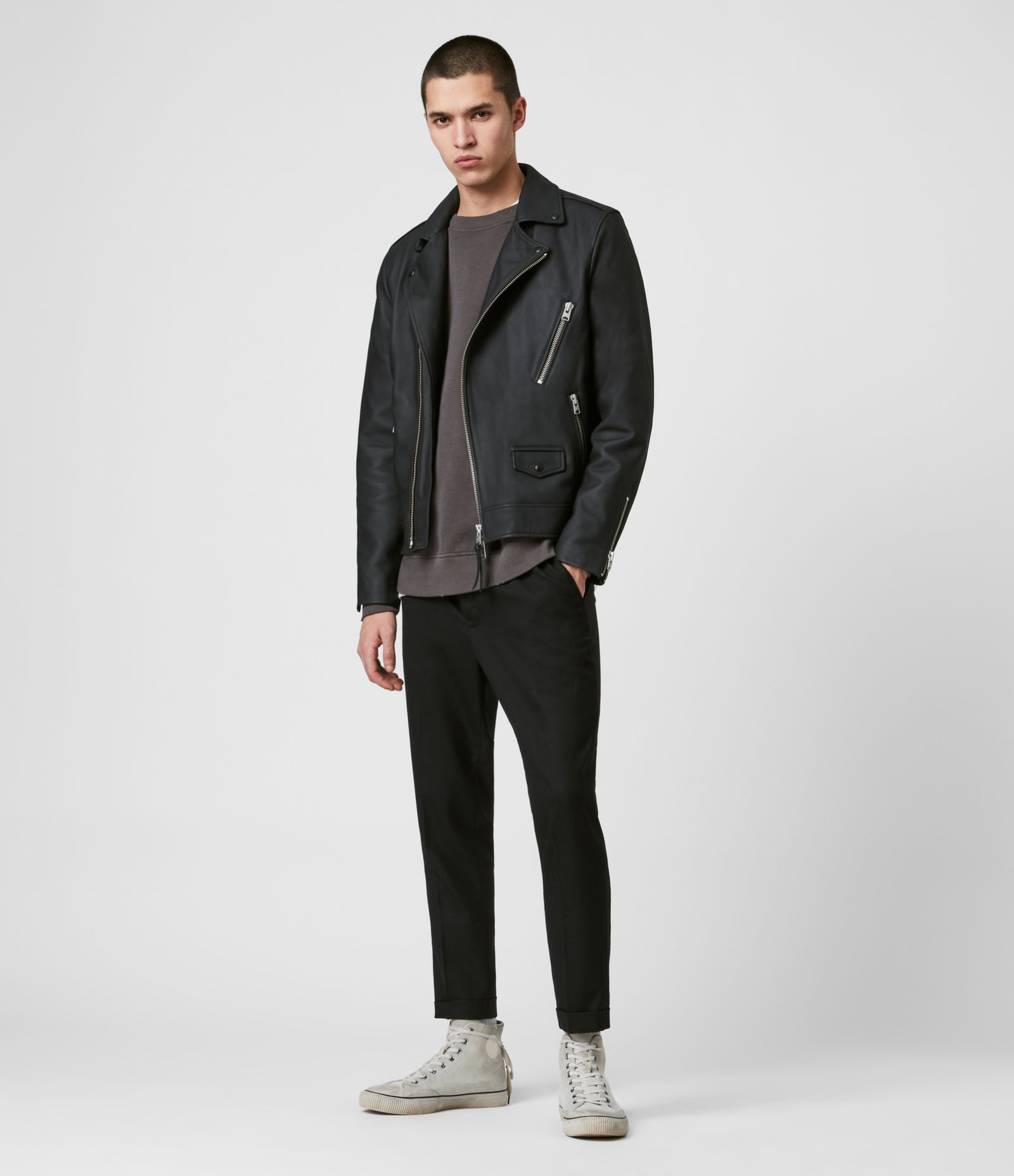 BLOC LEATHER BIKER JACKET SI-144 - Image 5