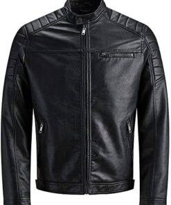 Men’s Black Biker Leather Jacket SI-173