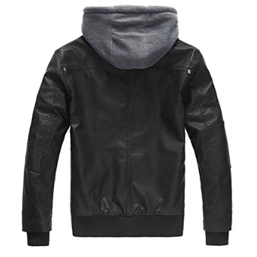 REMOVABLE HOOD BOMBER MEN’S LEATHER JACKET SALE SI-218 - Image 3