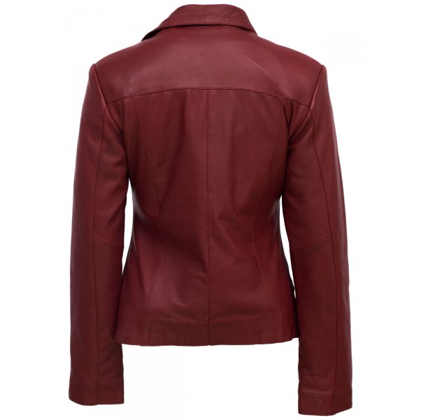 Maroon Biker Jacket for Women SI-507 - Image 3