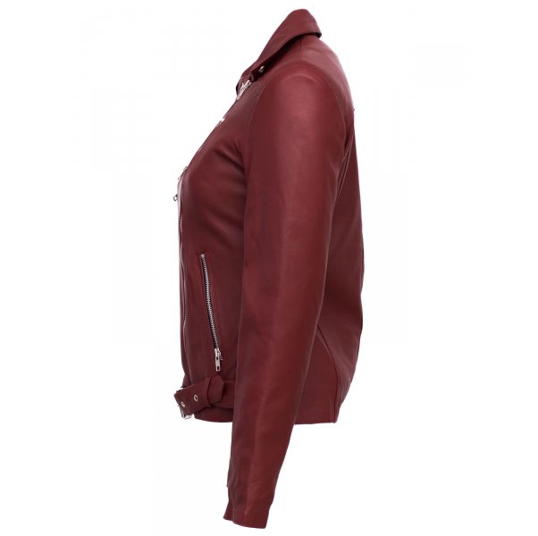 Maroon Biker Jacket for Women SI-507 - Image 4