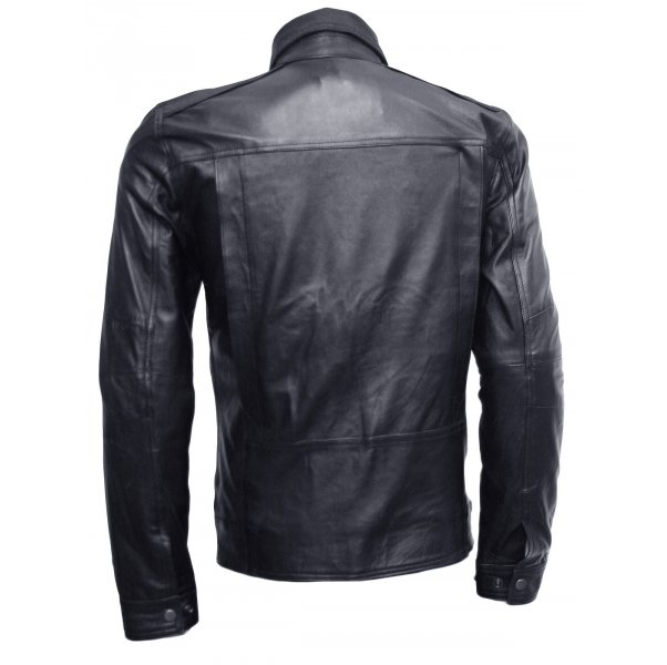 Slim Fit Men's Biker Black Leather Jacket SI-129 - Image 3