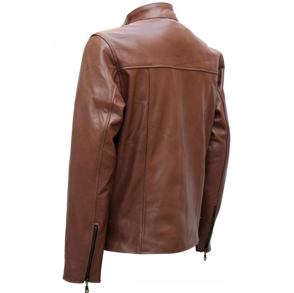 Men's Elegant Brown Fashion Leather Jacket SI-117 - Image 5