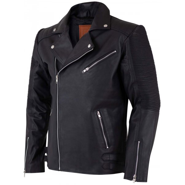 Men's Retro Leather Motorcycle Jacket in Black SI-101 - Image 2
