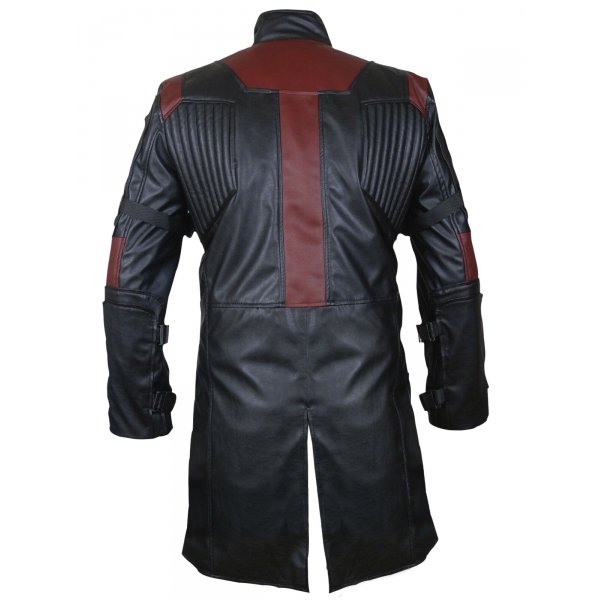 Men's Red & Black Long Leather Coat SI-312 - Image 3