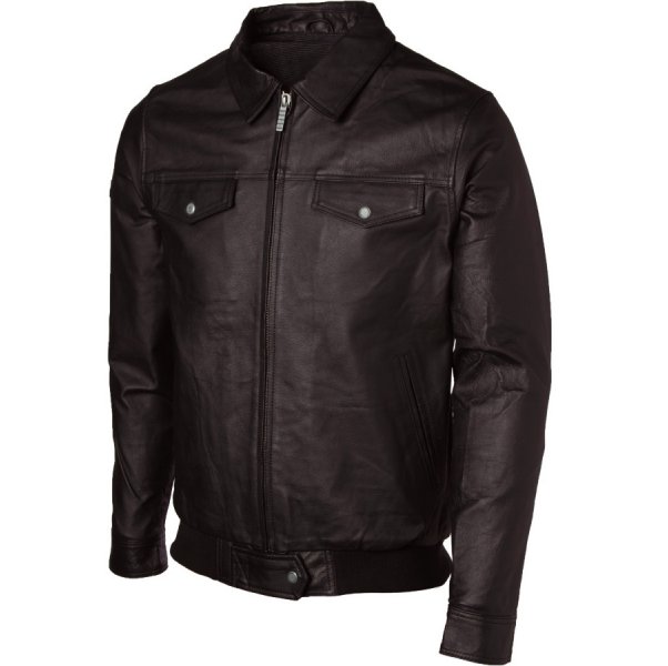 Men's Expressive Brown Bomber Leather Jacket SI-207 - Image 2