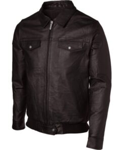 Men's Expressive Brown Bomber Leather Jacket SI-207