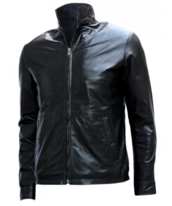 Alternative view of Black Biker Minority Report Leather Jacket SI-107