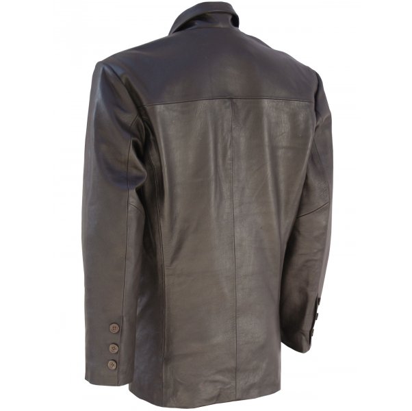3 Button Men Timeless Leather Coat SI-306 - Image 4
