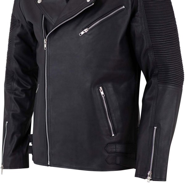 Men's Retro Leather Motorcycle Jacket in Black SI-101 - Image 6