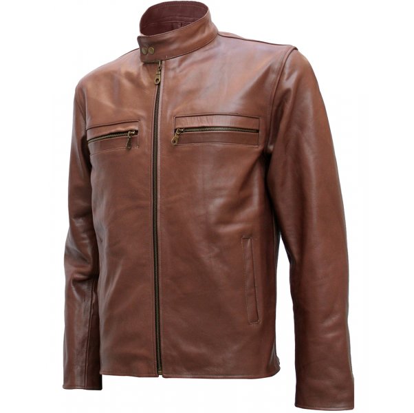 Men's Elegant Brown Fashion Leather Jacket SI-117 - Image 2