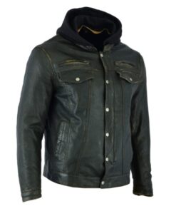 Men’s Lightweight Drum Dyed Distressed Naked Lambskin Jacket SI-152