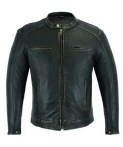 Alternative view of Men’s Cruiser Jacket in Lightweight Drum Dyed Distressed Naked Lambskin SI-151