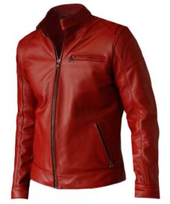 Soft Elegant Men's Red Leather Biker Jacket SI-106
