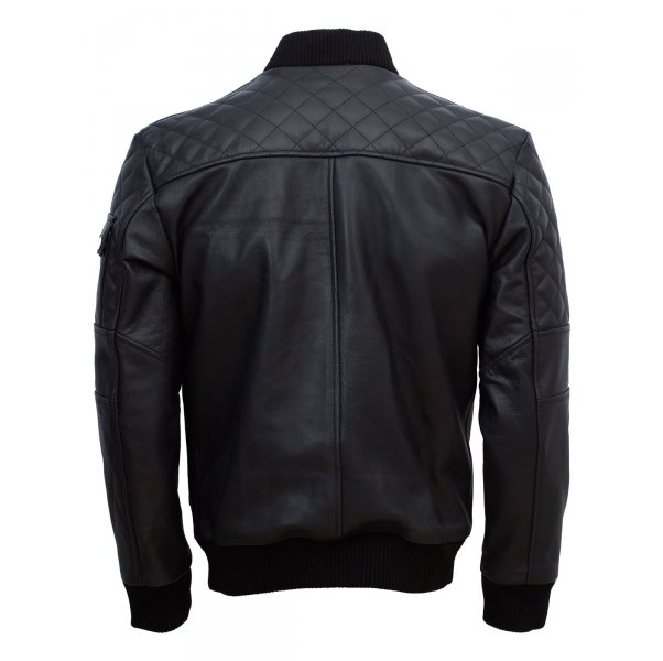 Work Wear Black Bomber Leather Jacket- Lavoro SI-205 - Image 5